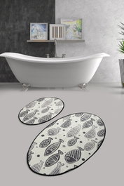 Mijölnir Juego de alfombrillas de baño Fish Djt - White Multicolor